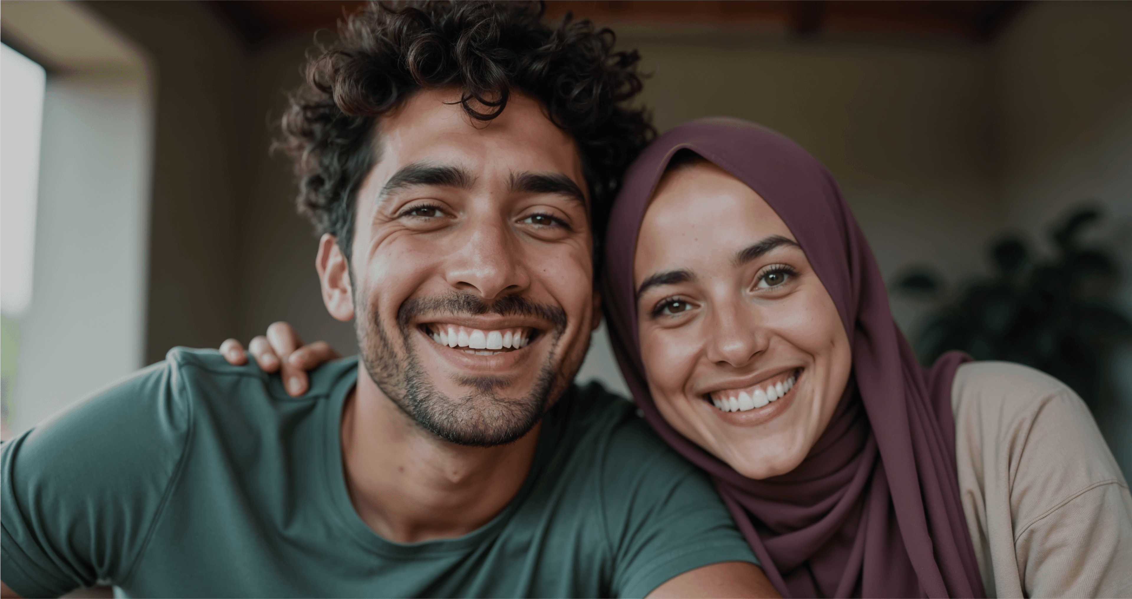 Single Muslim boy and girl, smiling toward their happily ever after